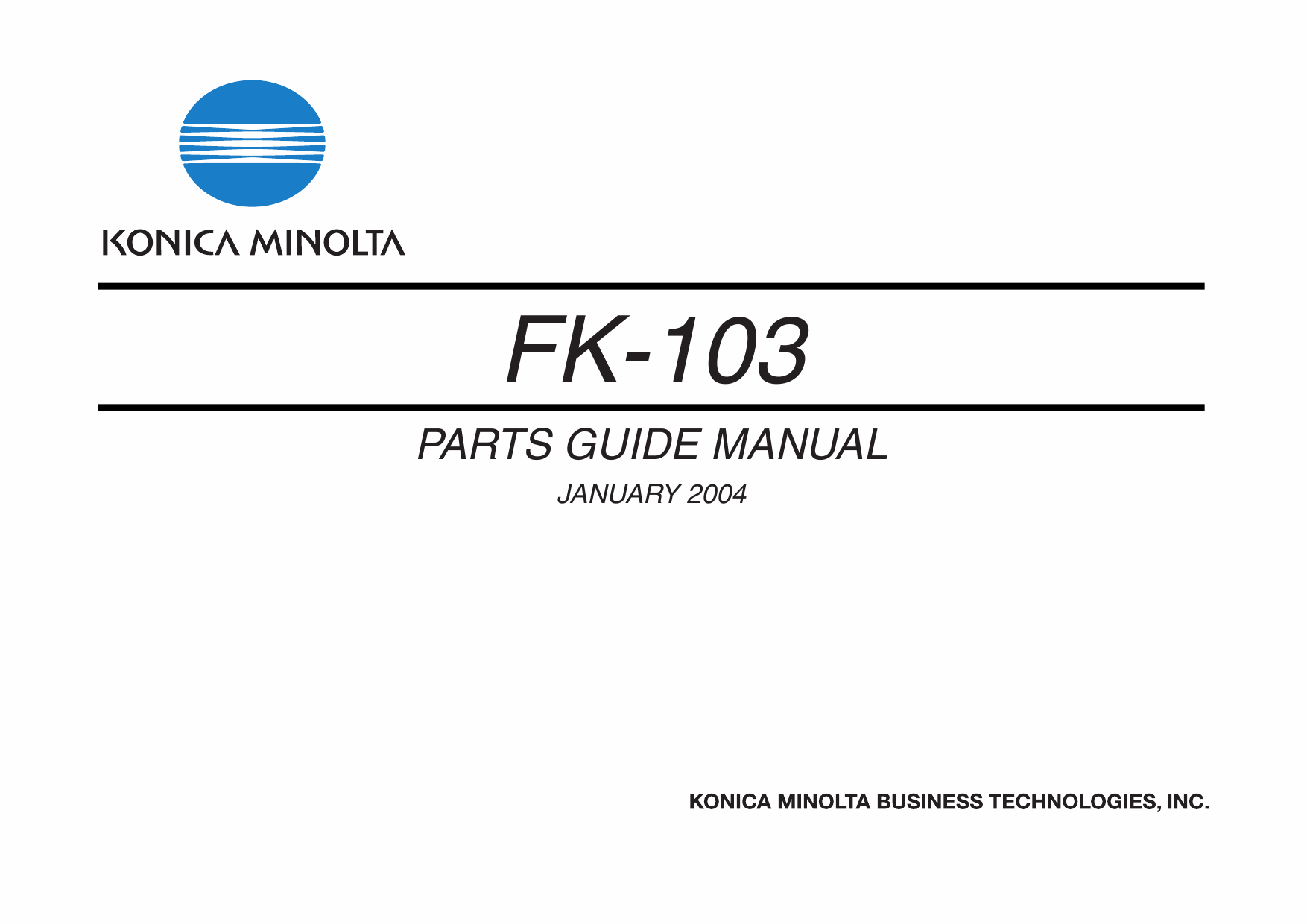 Konica-Minolta Options FK-103 Parts Manual-1